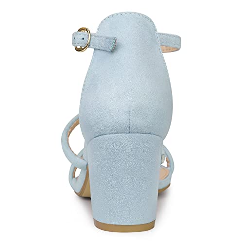 Allegra K Women's Open Toe Ankle Strap Chunky Heels Sandals3