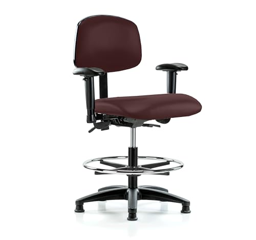 Image of Perch Task Chair with Foot Ring, Glides, 21 inch-28.25 inch, Burgundy Vinyl