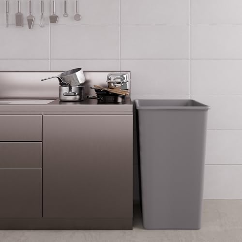 Image of 50 Gallon Gray Square Commercial Trash Garbage Can | Outdoor Office Restaurant School Kitchen