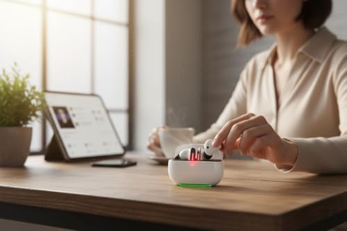 Heartz ANC ENC Kablosuz Bluetooth Kulaklık 5.4 Version Son Hız Bağlantı, Uzun Şarj Kapasitesi, Ses Asistanı, Beyaz 10 Metre çekiş mesafesi Pürüzsüz Ses kalitesi gürültü engelleme ve A Plus mikrofon - Görsel 7