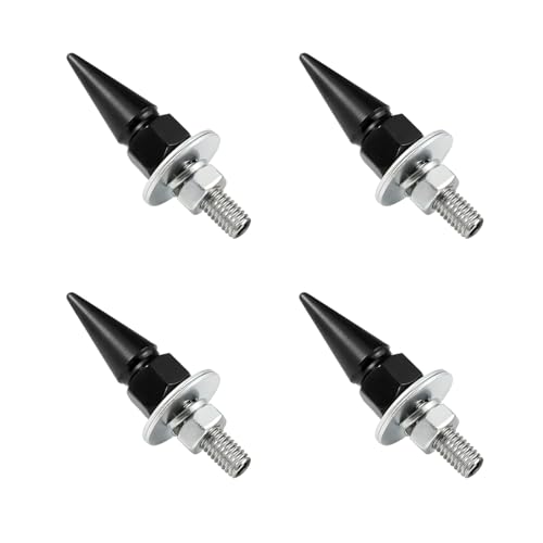 SHMZK 4 PCS Spikes License Plate Screws for Car Anti Theft Spike Shape Aluminum Car Plate Frame Fastenings Bolt Cool Licence Plate Screw Set for Car Truck Motorcycle Car Accessories (Black)