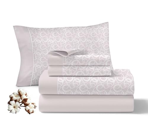 Viuda de Tolra | Juego de Sábanas 3 Piezas Nude para Primavera/Verano 100% Algodón para Cama 150 cm | Incluye Sábana Encimera, Bajera Ajustable y 1 Funda Almohada | Modelo Confort