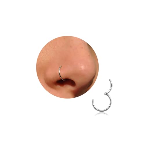 Nasenring Gold Silber dünn Nasenpiercing Ring Titan für Damen Herren 20G 18G 16G Septum Tragus Conch Ohrringe Lippenpiercing Nasen Piercing Ringe Schmuck 6mm/7mm/8mm/9mm/10mm (Silbern-20g 7mm)