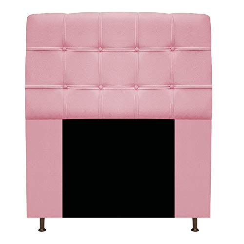 Cabeceira Estofada Mel 100 cm Solteiro Com Botonê Suede Rosa Bebê - ADJ Decor
