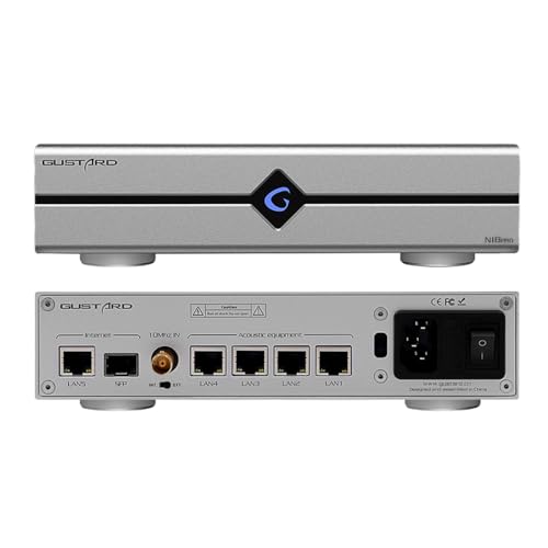 Image of Gustard N18 PRO HiFi Audio Network Switch, 5* Ethernet Ports 1* SPDIF Optical Fiber Input Interface, BNC 10 MHz Clock Input, High Performance Network Switch for HiFi Audio Streaming(Silver)