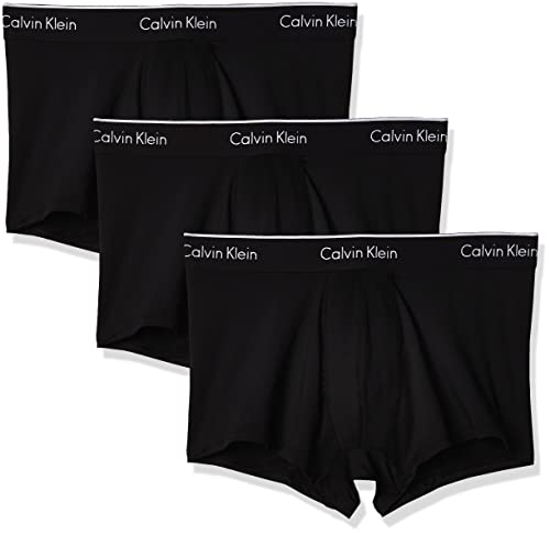 Calvin Klein Men's Microfiber Stretch Multipack Low Rise Trunks, Black/Black/Black (3 Pack), XL