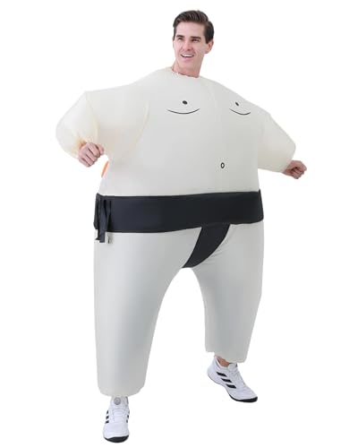 FUNFOCUS Costume de sumo gonflable pour adulte – Costume de sumo complet pour Halloween, carnaval, Noël et événements (costume de requin gonflable)