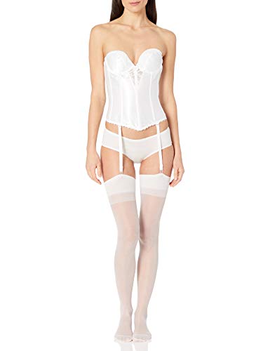 Va Bien Women's Satin Low Back Bustier, White, 34C