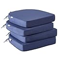 IPYNBAP Outdoor Chair Cushions Set of 4?Waterproof Outdoor Seat Cushions for Patio Furniture?Patio Chair Cushions with Ties, Round Corner Outdoor Chair Pads for Garden, 19" x 19" x 3", Navy Blue