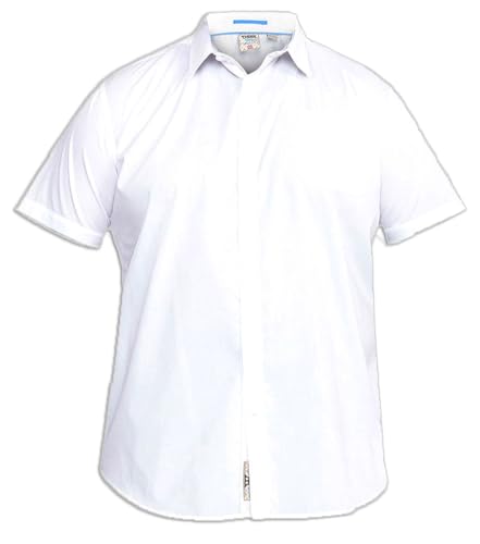 Image of U.S Trading Duke Kingsize Bigsize Mens Delmar White and Aeron Black Short Sleeve Easy Iron Classic Regular Shirt (UK, Alpha, 7XL, Regular, Regular, Delmar White)