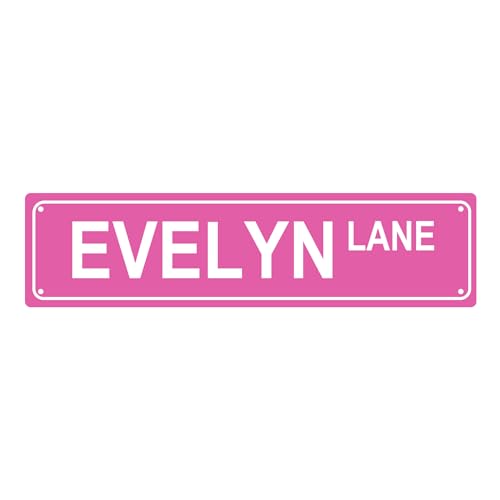 EVELYN LANE GIRLS WOMEN Metal Tin Street Sign Bar Cafe Garage Cave Home Room Wall Bathroom Farmhouse Garden Porch Patio Decor, 16 x 4 Inch