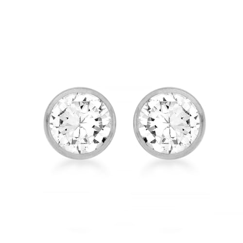 Boucles d'oreilles or blanc 18 cts anti-allergie avec oxyde de zirconium brillant