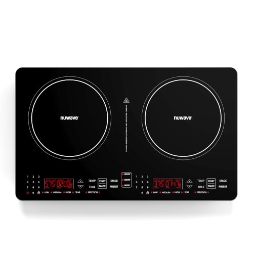 Image of Nuwave PIC Double Portable Induction Cooktop, 900W /1500W /1800W Options, Two 8 inch Heating Zones, 106 Precise Temperatures from 50F-575F in 5F Increments, Shatter-Resistant Ceramic Glass