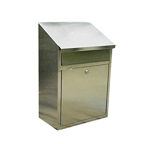 Buzón antiguo, buzón vertical moderno con cerradura, buzón de pared para entrega en el porche, buzón de entrega, buzón de montaje en pared vertical o independiente, buzón de 14,2 x 9,3 x 21,6 pulgada
