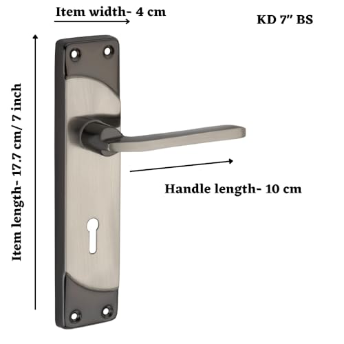Image of SARDAR KD Black Silver 7 Inch Iron Handle Set|2 Keys | 6 Lever Single Turn Lock Set| Handle Set for Door, Bathroom, Bedroom, Living Room|