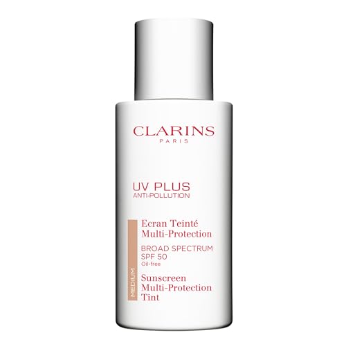 Clarins UV Plus Anti Pollution Sunscreen for Face | Broad Spectrum SPF 50 | Oil Free, No White Cast | UVA/UVB and Pollution Protection | Protective Antioxidants | All Skin Types
