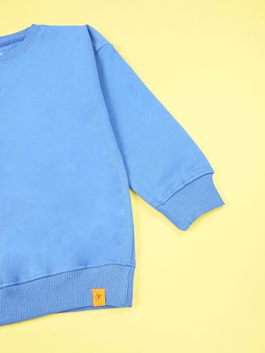 Image of KiddoPanti Boys Solid Round Neck Full Sleeve Fleece Sweatshirt | 60% Cotton 40% Polyester | Soft Warm Winter Pullover | Ribbed Cuffs & Hem | Casual Winter Sweatshirt for Kids