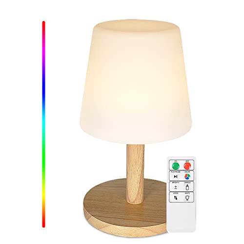 uuffoo Lampe de Table Sans Fil, 8 Couleurs Gradable RGB Lampe de Chevet avec télécommande,Portative Rechargeable étanche Veilleuse LED pour Salon, Chambre salon Terrasse
