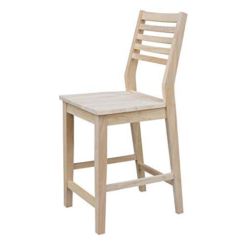 International Concepts Aspen Counter Slat Stool-24 Seat Height, Unfinished #TOP2
