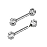 FINE4U 14G Titanium Nipple Piercing Jewelry - ASTM F136 Titanium Nipple Rings, Hypoallergenic...