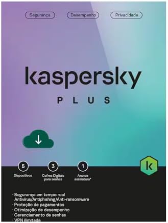 KasperskyPlus - 5 Dispositivos, 3 cofres - 1 ano
