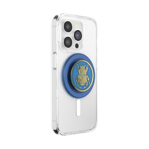 Image of PopSockets Phone Grip for MagSafe, Magnetic Holder, Phone Stand, Blue - Enamel Scarab