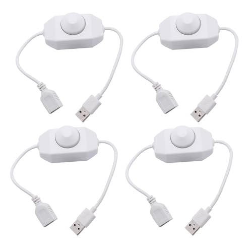 4 Pack LED Strip Dimmer Switch Contorller, DC 12-24V PWM Rotary Inline Dimmer Switch Manual Knob Dimmer Switch with DC Jack Cord for LED Strips LED Desk Lights