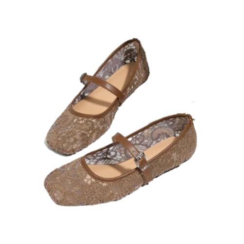 Women's Fashionable Lace Mary Janes Shoes, Casual Comfortable Breathable Black Flat Shoes for Summer, Female All-Match Spring Summer Shoes for Daily Wear, Girl Footwear, Shoes Flats