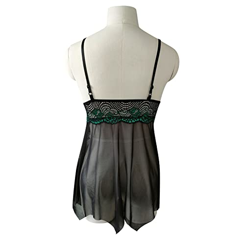 Huertop Sexy Lingerie For Women Lingerie Lace V Neck Camis Bowknot Mesh Temptation Babydoll Sleepwear Nightdress Lb574 Green #TOP4