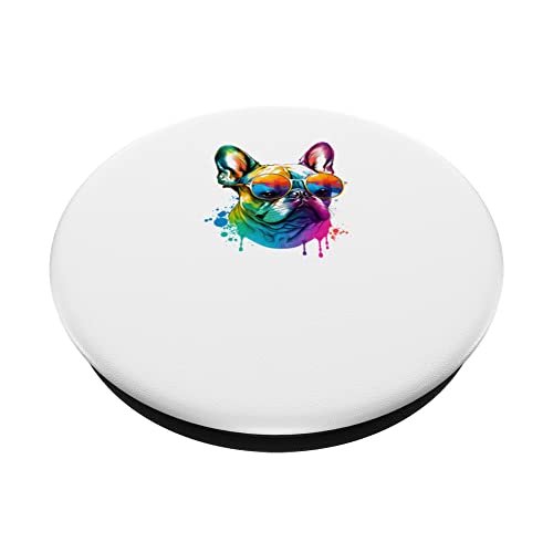 Bunte langhaarige französische Bulldogge Mom PopSockets mit austauschbarem PopGrip