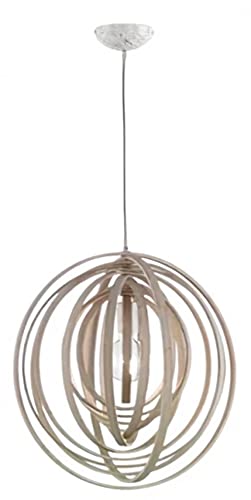 Trio Boolan Lampada a Sospensione Sfera Cerchi di Legno Diametro 0,50 mt. E27 0 watts