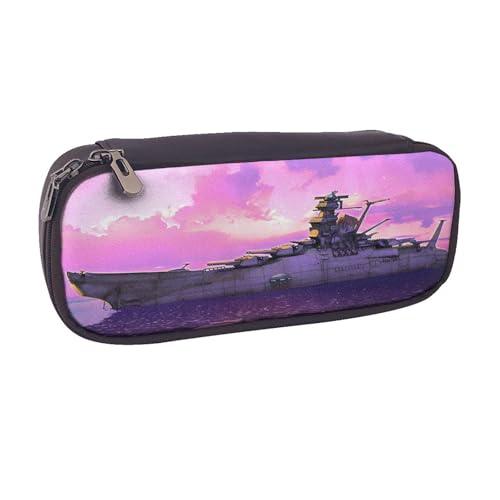 宇宙戦艦ヤマト13 鉛筆のサック ペンケース ペンポーチ ペンバッグ 筆箱ペン入れ 革 収納ケース 大容量 学生用 ダブルファスナー 個性