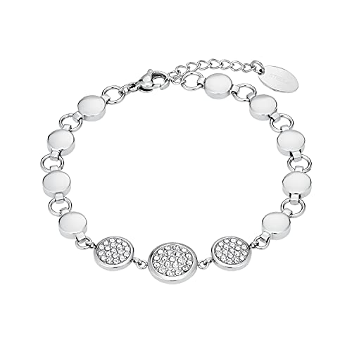 s.Oliver Armband Edelstahl Damen Armschmuck, mit Kristall, 18+3 cm, Silber,...