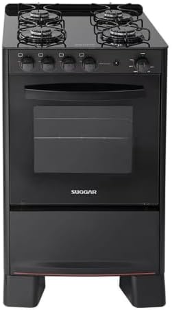 Suggar Fogão de Piso a Gás 4 Bocas Cook Glass com Mesa de Vidro T...