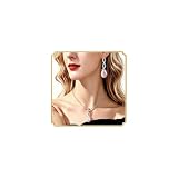 Dishowme Crystal Opal Necklace Earrings Sets Wedding Teardrop Synthetic Cat Eye Gemstone Necklace Jewelry for Women (Pink)