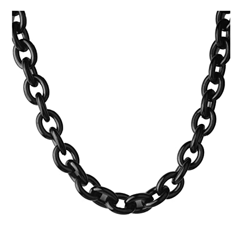 Collier chaîne en acier inoxydable noir et argent 24 pouces pour homme
