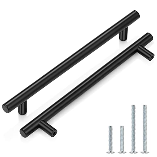 Image of Probrico 5 Pack|Black Modern Cabinet Handles Bedroom Drawer Pull Kitchen Cabinet T Bar Handle Dresser Pulls - 8.8 inch Hole Center