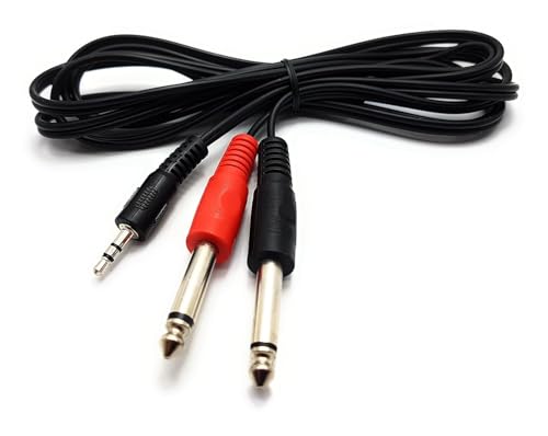 Image of MX RCA Cable AUX to RCA Y Splitter Cable To 2 Rca Stereo Audio Cable PERENT For Amplifier (3.5mm Aux to Dual 6.35mm Mono Cable, 3 METER), Black