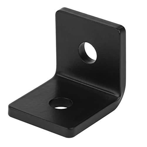 10 soportes negros resistentes de 1 1/2 pulgadas L de 90 grados, soporte de esquina de acero de calibre pesado para listones de madera, vigas de techo de vigas de madera, grosor de 3/16 pulgadas