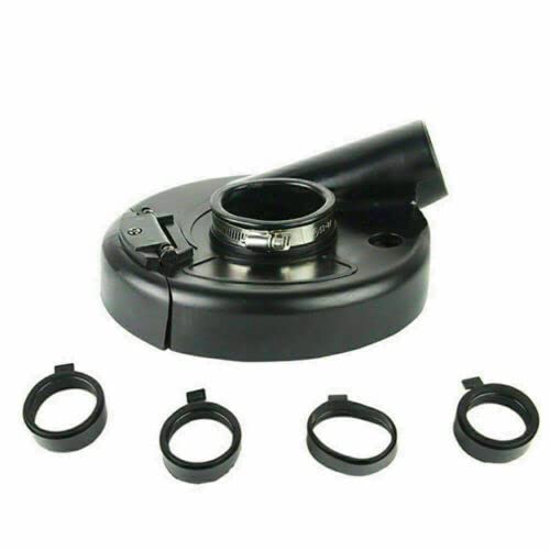 BJTDLLX 7-Inch Angle Grinder Dust Shroud, Universal Vacuum Dust Shroud Cover Kit for Angle Grinder Polisher Hand Grind Convertible Surface Grinding Cup Wheel with 4 Pcs Locating Rings -Black