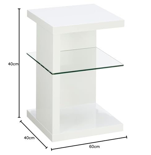 M2 Kollektion 516250 Beistelltisch / Nachttisch Domingo, Weiß Hochglanz, 40x40cm, Höhe 60cm