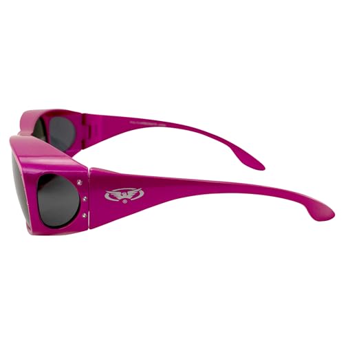 Global Vision Fanfare2 Women's Sunglasses Pink Frame Smoke Lens Fits Over Glasses3