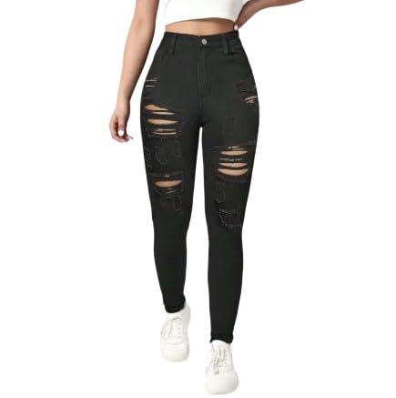 Women's High-Rise Stretch Skinny Ripped Jeans – Distressed Denim Leggings with Comfortable Fit and Classic Design2