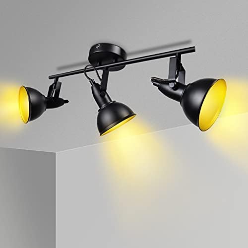 Unikcst Wall Lights Indoor Rotatable 1 Way Retro Wall Lighting Fixtures Black Wall Spotlights E14 240V LED Ceiling Lights for Kitchen Bedroom Living Room (No Bulbs)