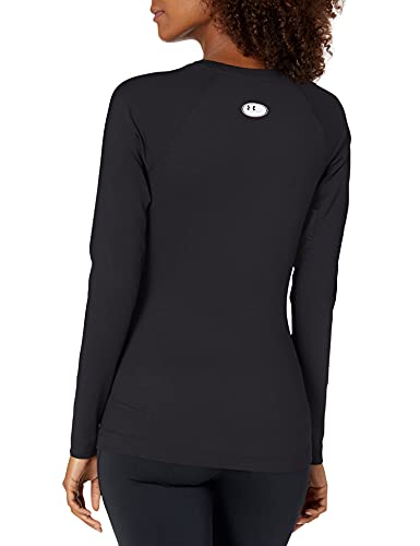 Under Armour Women's Authentics Long Sleeves Crew Neck T-Shirt , Black (001)/White, X-Large #TOP1