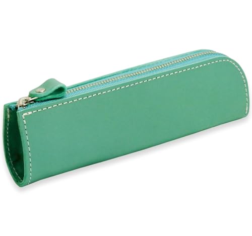 ペンケース 本革 L字ファスナー カラフル 革 筆箱 大人 可愛い 日本製 国産 ヌメ革 ステーショナリー 文具 メンズ レディース プレゼント ギフト 就職祝い 進学祝い (ターコイズ)