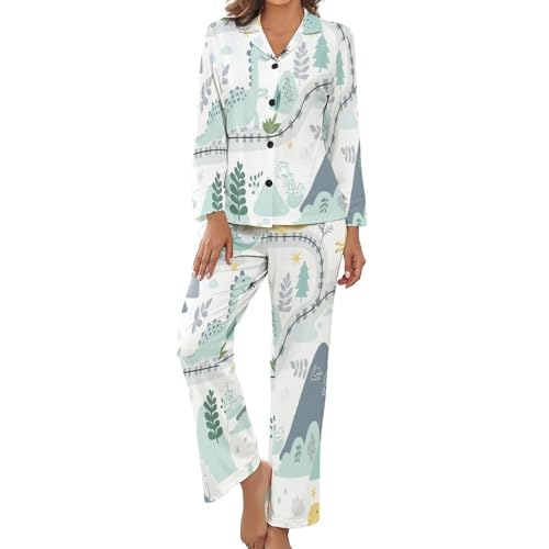 Vêtement de nuit grande taille avec pantalon et haut boutonné pour un confort total