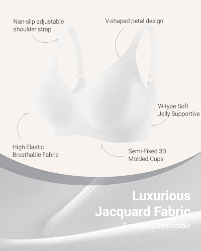 Image of Gailife Smooth Wireless Jelly Bras for Women No Underwire Seamless Push Up Bra Full Coverage Soft Suppor Tshirt Bralettes