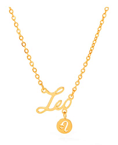 Lyncymber Gold Leo Zodiac Necklaces for Women Grils Dainty Stainless Steel Astrology Constellation Horoscope Layered Chain Neckalce Gifts Jewelry