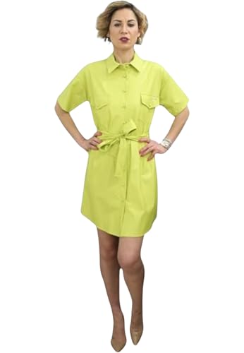  Denny Rose Donna Abito Similpelle Chemisier 211ND18001 46 Verde Sulphur Spring 3736